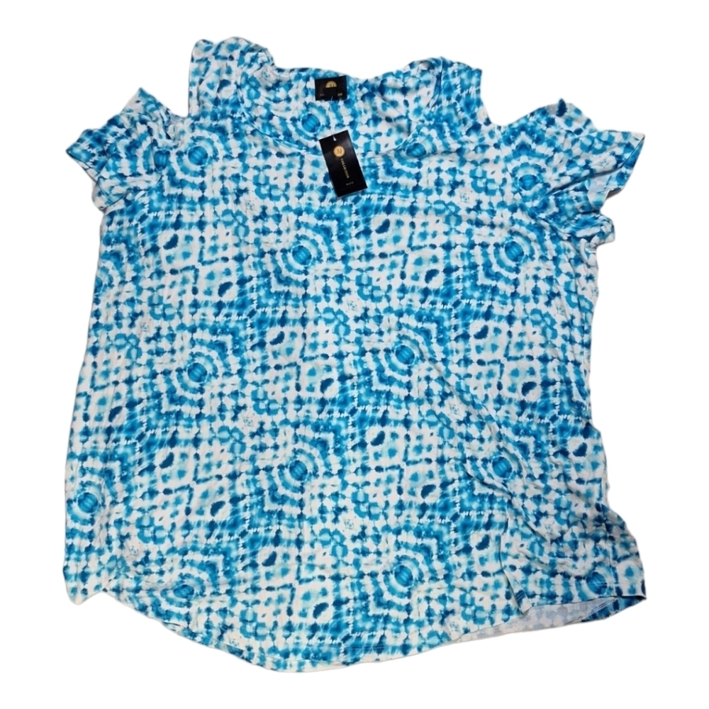 NWT Women's 3X JM Collection Blue Cold Shoulder Top